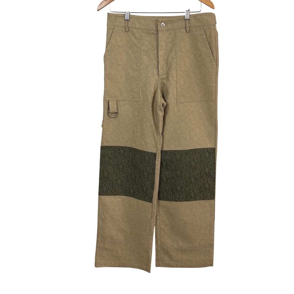 (di)vision Mens Lace Cargo Pants Tan Olive Green Made in Italy Sz L Avant-garde